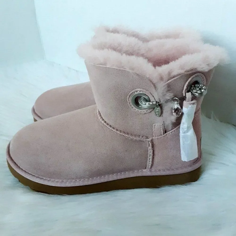 UGG Pink Leather Women's size 6M Short Winter Boot